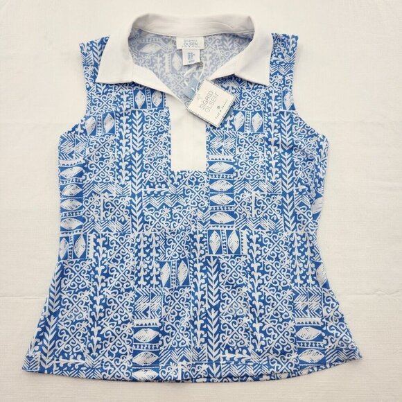 Sigrid Olsen Golf & Tennis Polo Collar Top, Womens Size XS, Blue - Picture 1 of 5